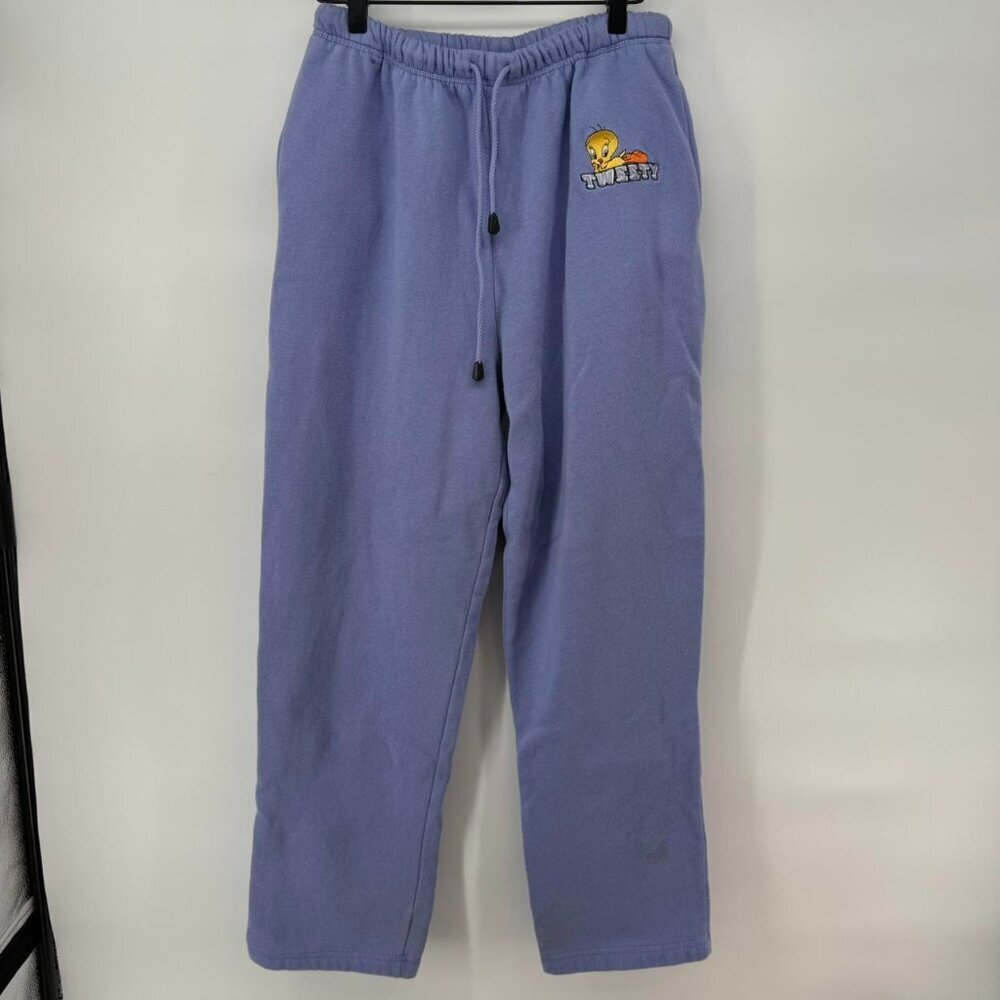 Vintage Warner Bros Studio Store Tweety Sweatpants Purple Fleece Joggers Size S